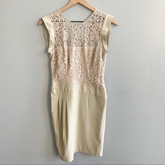 BCBGMAXAZRIA Aimee Dress Taupe Cream Lace Size 4 - Picture 11 of 11